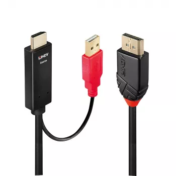 Kabel Lindy 0,5 m HDMI na DisplayPort, 0,5 m, DisplayPort, HDMI + USB, męski, żeński, złoty