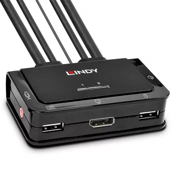 Lindy 2 Port DisplayPort 1.2, USB 2.0 i Audio kabel KVM Switch