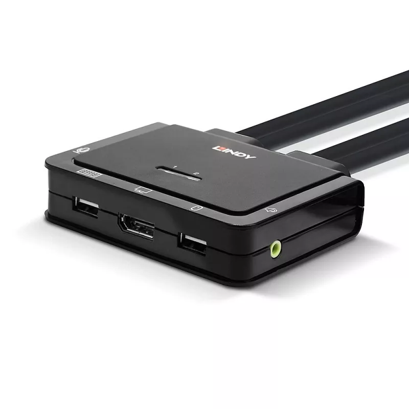 Lindy 2 Port DisplayPort 1.2, USB 2.0 i Audio kabel KVM Switch