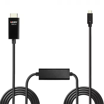 Lindy 10m USB Type C to HDMI 4K60 adapter kablowya with HDR, 10 m, USB Type-C, HDMI Type A (Standard), Male, Male, prosty