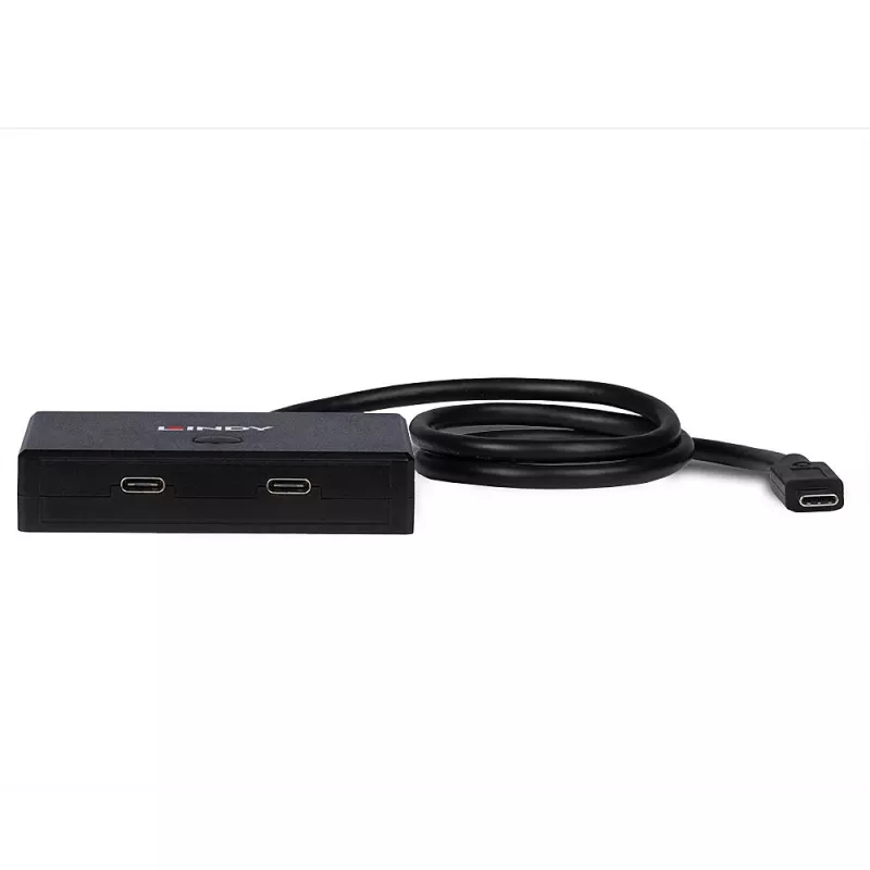 Lindy 2 Port USB 3.2 Gen 2 Type C Bi-Directional Switch, USB 3.2 Gen 1 (3.1 Gen 1) Type-C, USB 3.2 Gen 1 (3.1 Gen 1) Type-C, 5000 Mbit/s, Czarny, 0,6 m, 85 mm