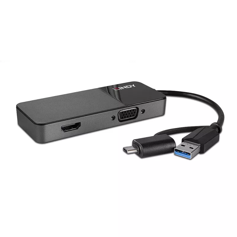 Stacja dokująca/replikator portów do laptopa Lindy 43354 USB 3.2 Gen 1 (3.1 Gen 1) Type-A + Type-C Czarny