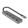 Lindy Hub USB 4-portowy USB 3.2 Typ C z przełącznikami wł./wył.