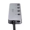 Lindy Hub USB 4-portowy USB 3.2 Typ C z przełącznikami wł./wył.