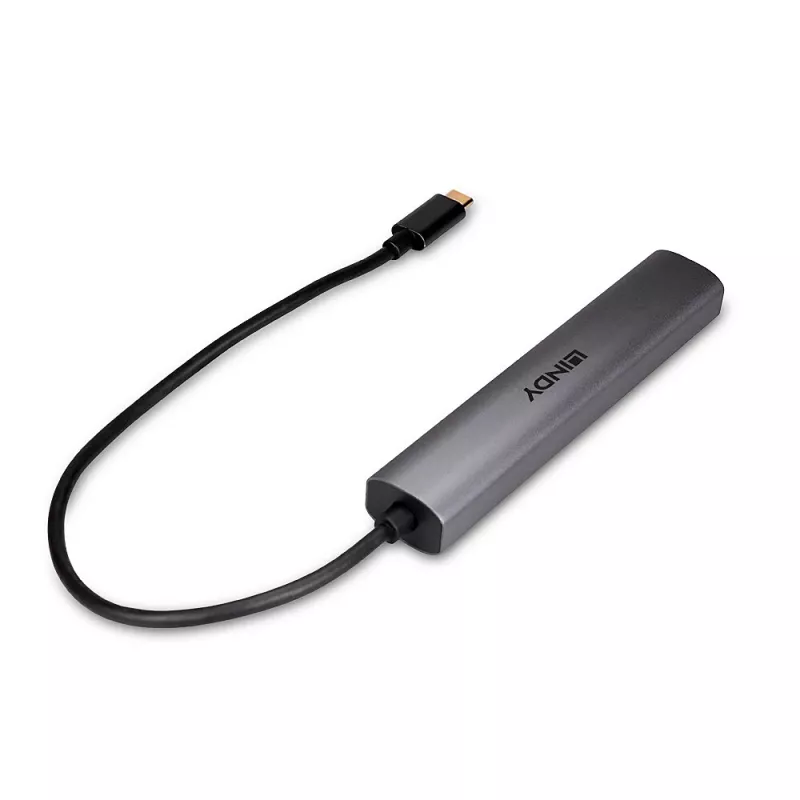 Lindy 43385 koncentrator interfejsów USB Type-C 10000 Mbit/s Szary