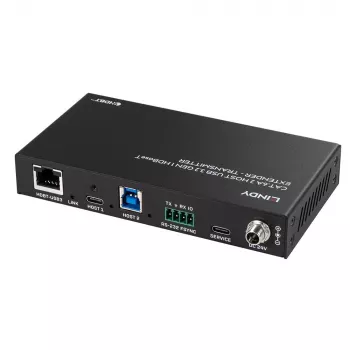 Lindy 100m Cat.6A 2 Host USB 3.2 Gen 1 HDBaseT Extender, Nadajnik i odbiornik sieciowy, 100 m, 480 Mbit/s, Cat6a, VS6320, Brąz fosforowy