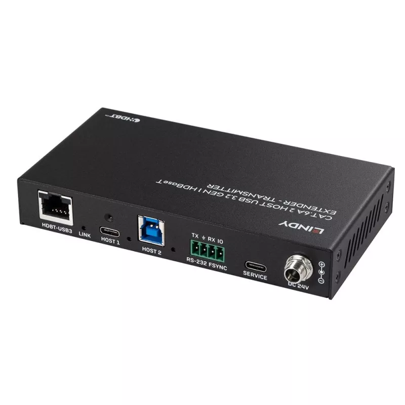 Lindy 100m Cat.6A 2 Host USB 3.2 Gen 1 HDBaseT Extender, Nadajnik i odbiornik sieciowy, 100 m, 480 Mbit/s, Cat6a, VS6320, Brąz fosforowy
