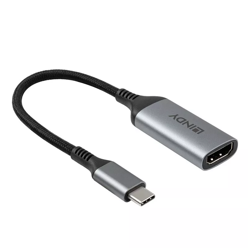 Lindy 43428 adapter kabla wideo 0,15 m USB Type-C HDMI szary