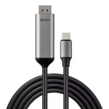 Lindy 43504 adapter kablowya wideo 2 m USB Type-C DisplayPort Szary