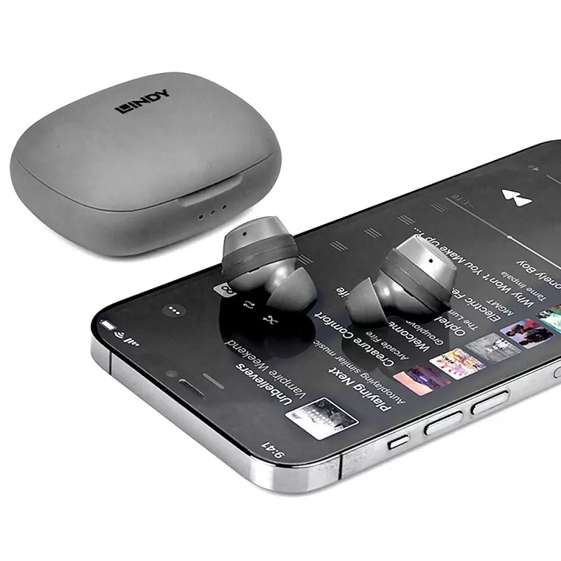 Lindy LE400W Zestaw słuchawkowy Bezprzewodowy Douszny Muzyka/Codzienny USB Typ-C Bluetooth Szary