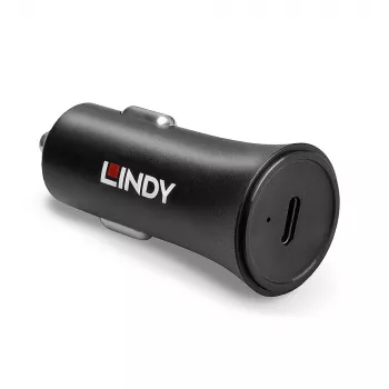 Lindy Single Port USB Type C PD Car Charger, 27W, Auto, Cigar lighter, 12 V, 3 A, Czarny