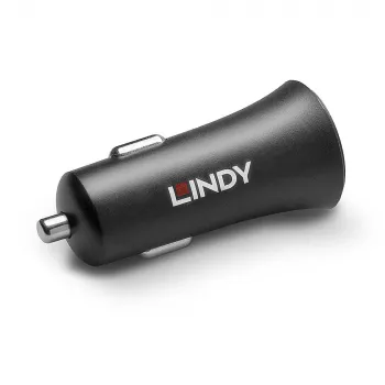 Lindy Single Port USB Type C PD Car Charger, 27W, Auto, Cigar lighter, 12 V, 3 A, Czarny
