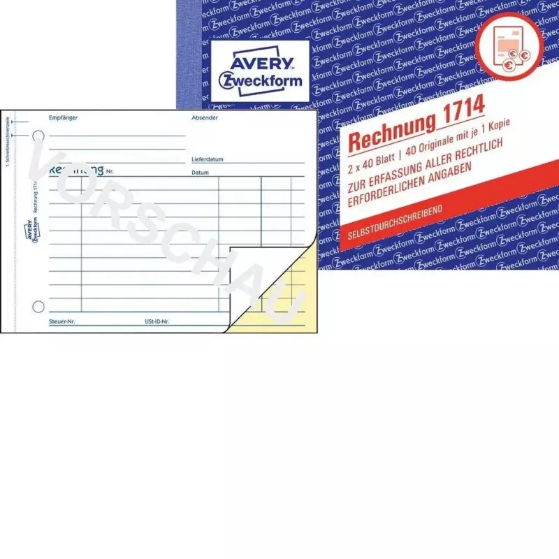 Formularz/książka księgowa AVERY 1714 A6 40 stron