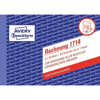 Formularz/książka księgowa AVERY 1714 A6 40 stron