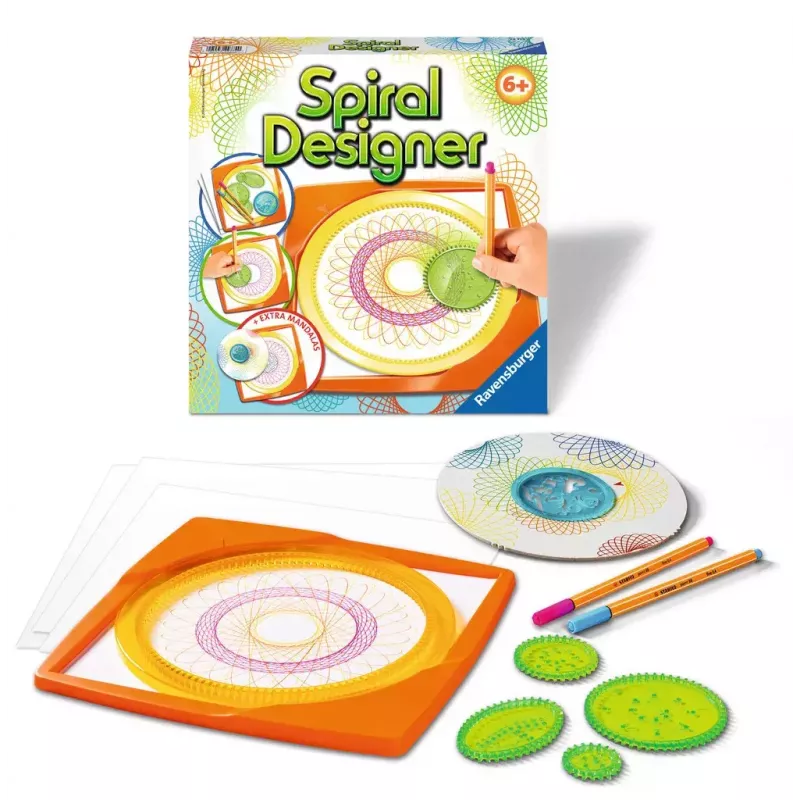 Spirograf dla dzieci Ravensburger 297740 z szablonem i 2 pisakami, wielokolorowy, od 6 lat