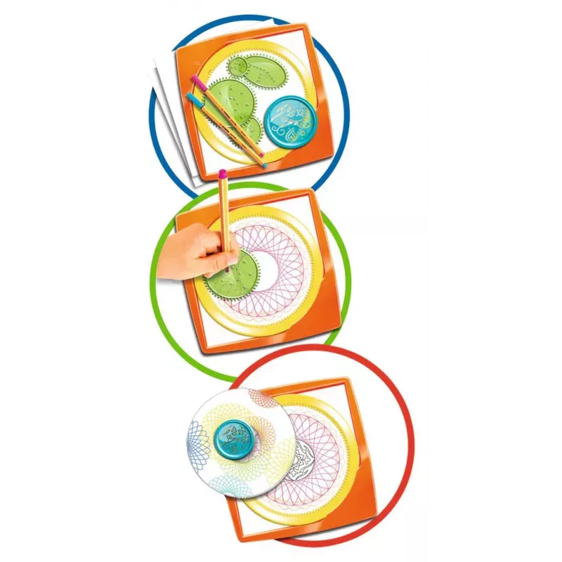 Spirograf dla dzieci Ravensburger 297740 z szablonem i 2 pisakami, wielokolorowy, od 6 lat
