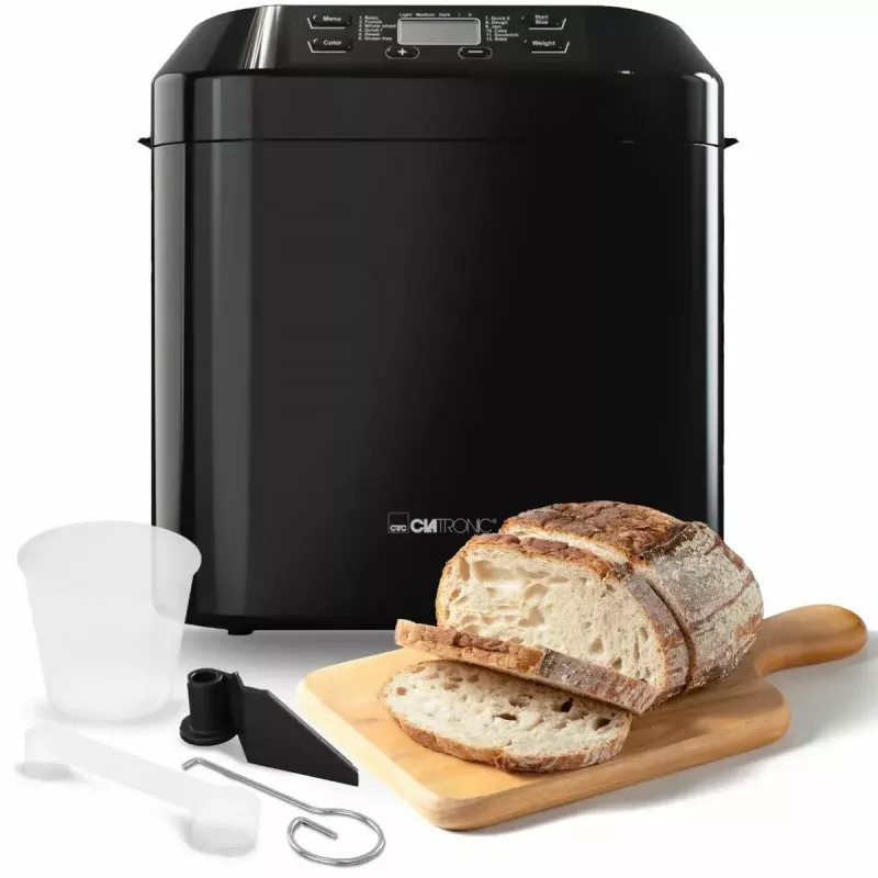 Maszyna do chleba CLATRONIC BBA 3774 550 W – pojemnik 3 L, bochenek do 1,5 kg, 12 programów, timer LCD
