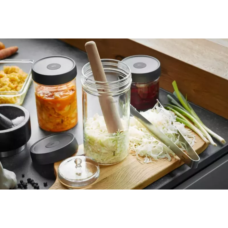Słoik fermentacyjny 1 L GEFU NATIVO G-15810, szklany słoik z pokrywką z rurką fermentacyjną do kiszenia i laktofermentacji