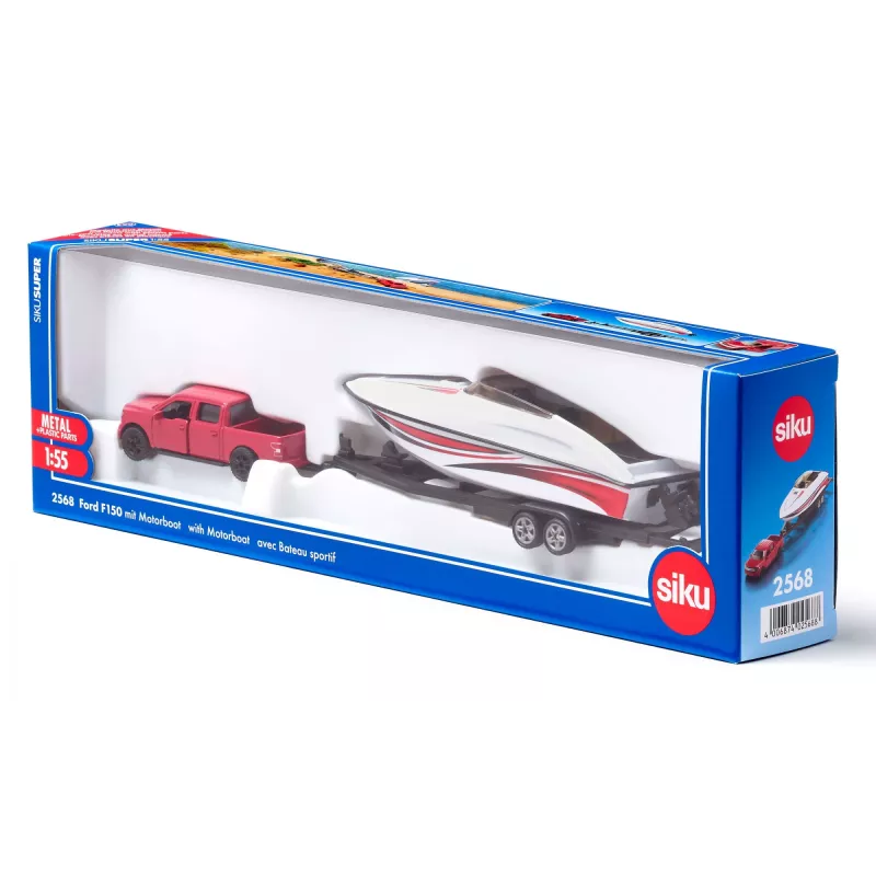 Siku Ford F150 z motorówką Zestaw modeli samochodów Wstępnie zmontowany 1:50