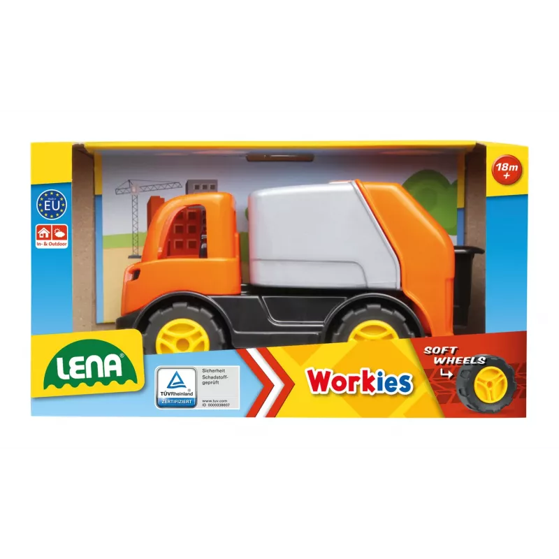 Pojazd-zabawka śmieciarka Lena 01264 — metalowo-plastikowa zabawka dla dzieci, wielokolorowa, od 1,5 roku