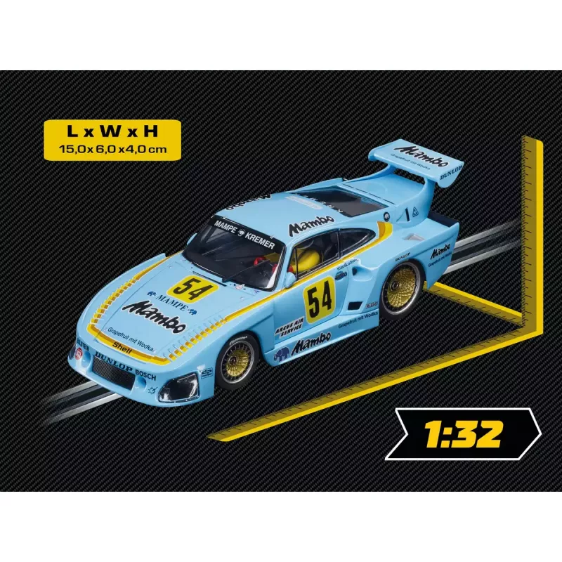 Pojazd wyścigowy CARRERA Porsche Kremer 935 K3 „No.54” — cyjan, dla dzieci od 8 lat