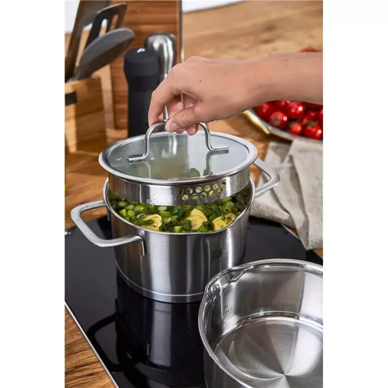 ZWILLING Multi Pot TrueFlow 66920-004-0 — stalowy garnek z pokrywą szklaną, można myć w zmywarce i używać w piekarniku, nadaje się do płyt halogenowych