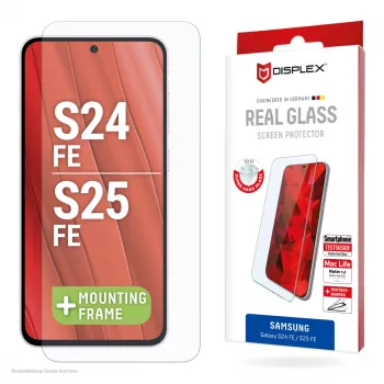 Szkło ochronne Displex (10H) do Samsung Galaxy S25 FE/S24 FE, ramka montażowa Eco, odporne na zarysowania