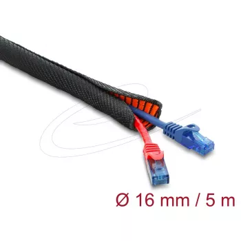 Osłona ochronna na kable samozamykająca się dwuwarstwowa DELOCK 5 m × 16 mm, czarna