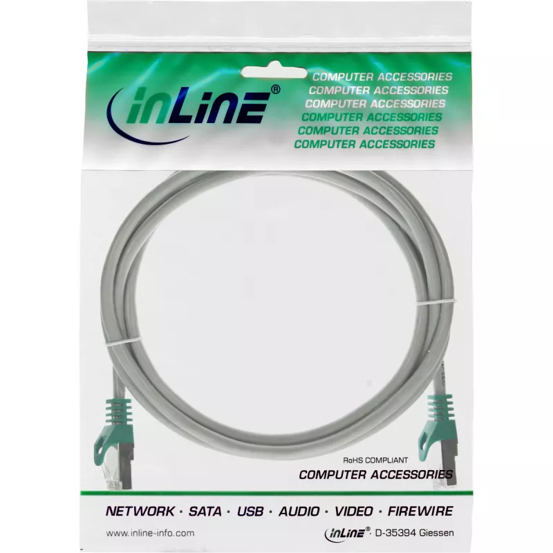 InLine kabel krosowy PC do PC SF/UTP kat. 5e szary 3 m