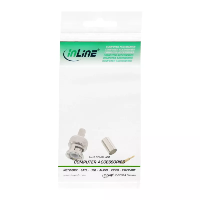 InLine BNC Crimping Plug for RG59 Video kabel, Bronze, 7 g, 70 mm, 123 mm, 15 mm, 9 g