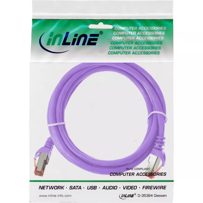 InLine Patch kabel S/FTP PiMF Cat.6 250MHz PVC miedź fioletowy 1m