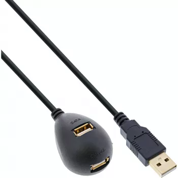 Kabel InLine USB 2.0 Typ A męski / żeński, z podstawą, czarny, 2m