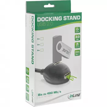 Kabel InLine USB 2.0 Typ A męski / żeński, z podstawą, czarny, 2m