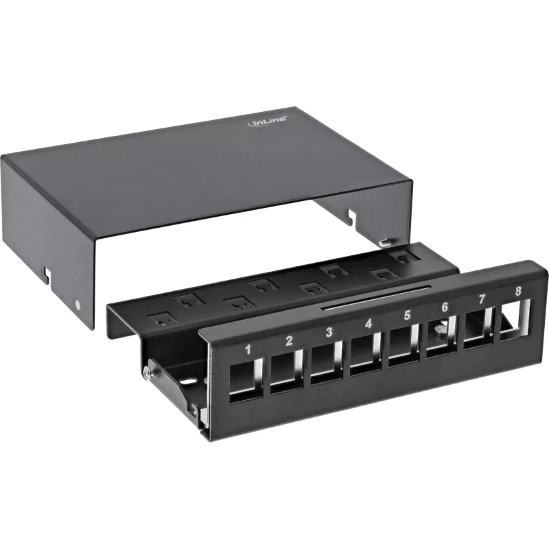 InLine Desktop Consolidation Point Box 8x Keystone RJ45, metalowa, czarna RAL9005