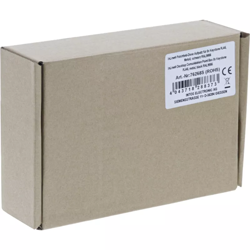InLine Desktop Consolidation Point Box 8x Keystone RJ45, metalowa, czarna RAL9005