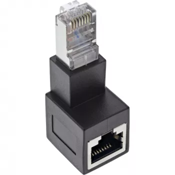 Adapter InLine patch cord Cat.6A, RJ45 męski/żeński, kątowy 90° w dół