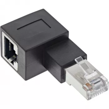 Adapter przedłużacza InLine Cat.6A, RJ45 męski/żeński, zagięty 90° w lewo