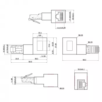 Adapter przedłużacza InLine Cat.6A, RJ45 męski/żeński, zagięty 90° w lewo