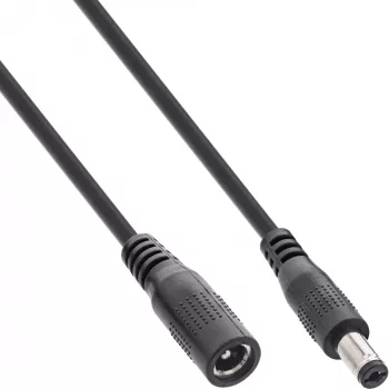 InLine przedłużacz DC, męski/żeński wtyk DC 5,5x2,1mm, czarny, 2m
