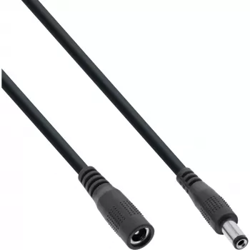 Przedłużacz DC InLine, DC męski/żeński 5,5x2,1 mm, AWG 18, czarny 5 m