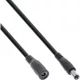 InLine kabel przedłużacz DC, DC męski/żeński 5,5x2,5mm, AWG 18, czarny 0,5m