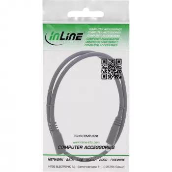 InLine kabel przedłużacz DC, DC męski/żeński 5,5x2,5mm, AWG 18, czarny 0,5m