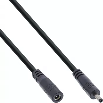 InLine kabel przedłużający DC, wtyk DC męski/żeński 3.5x1.35mm, AWG 18, czarny 2m