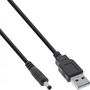 Kabel zasilający USB DC InLine, wtyk USB A na wtyczkę DC 4,0x1,70mm, czarny, 1m