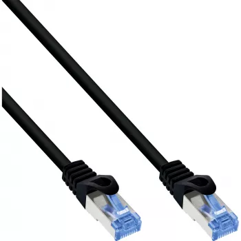 Kabel krosowy InLine, kat.6A, S/FTP, TPE elastyczny, czarny, 0,25 m