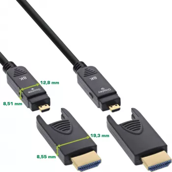 Kabel InLine HDMI AOC, Ultra High Speed HDMI, 8K4K, odłączana wtyczka, 20m