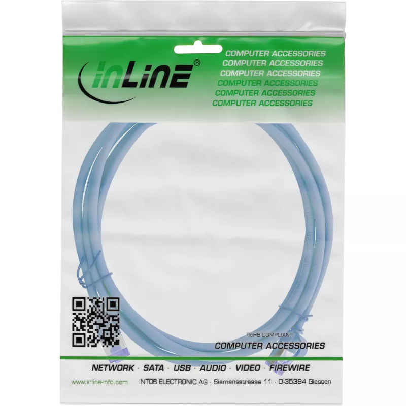 Kabel sieciowy InLine® Patch kabel cienki 74914B RJ45 Cat.6A 1,5 m niebieski