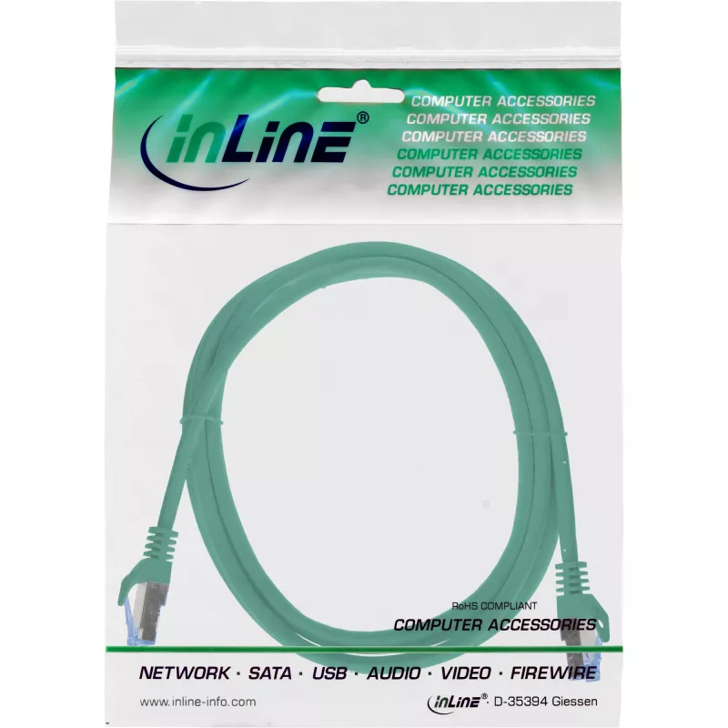 Kabel sieciowy InLine 72633G zielony 0,3 m Cat6a S/FTP (S-STP)