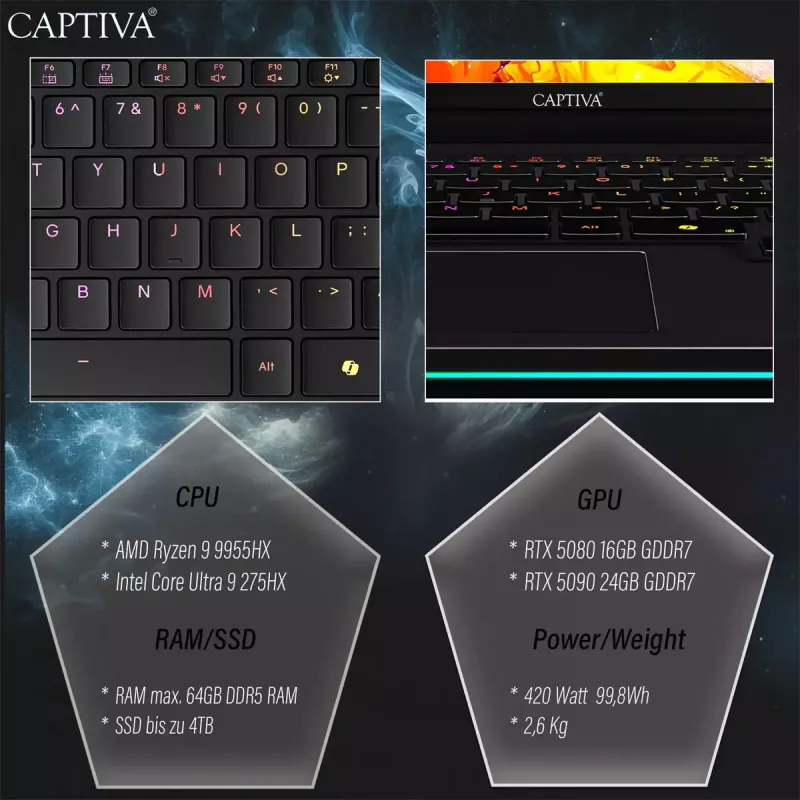 Laptop CAPTIVA 92279 16 cali AMD Ryzen 9 32 GB SSD Windows 11 Pro
