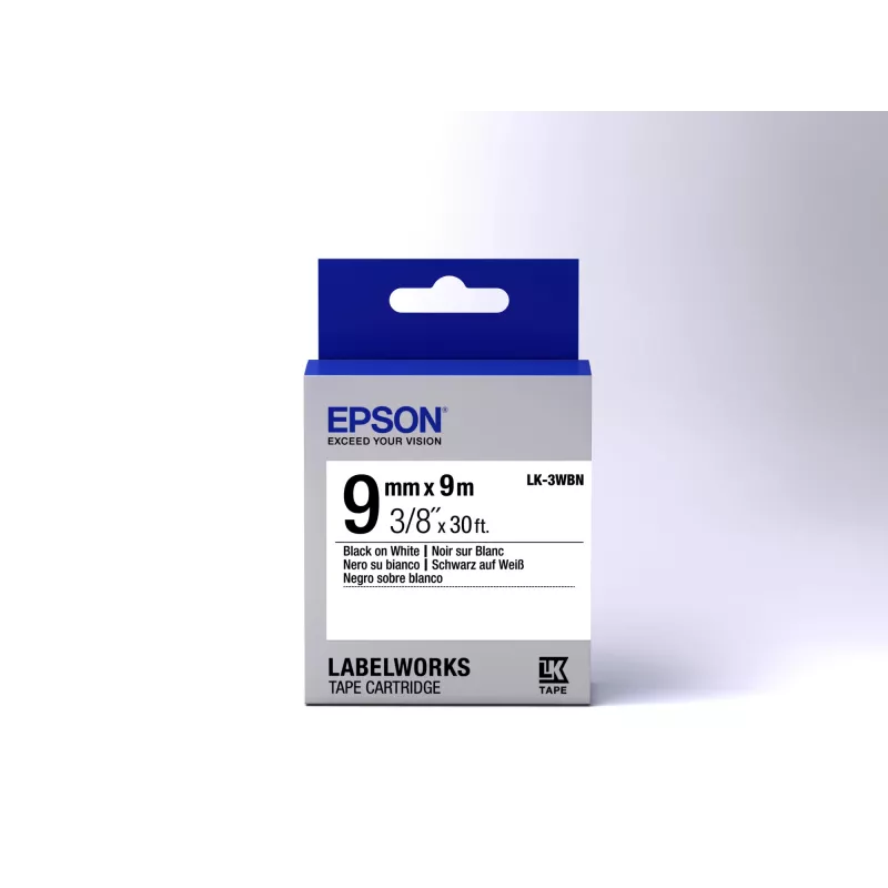 Kaseta z taśmą etykietową Epson Standard LK-3WBN, czarny na białym, 9 mm (9 m)